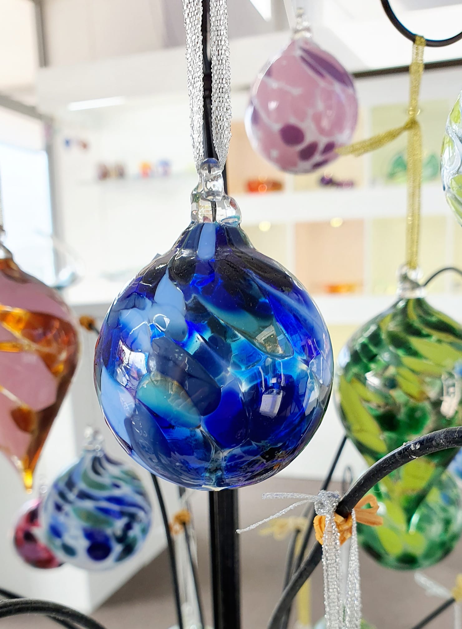 Christmas Decoration Multi Blue Small Round Hokitika Glass Studio
