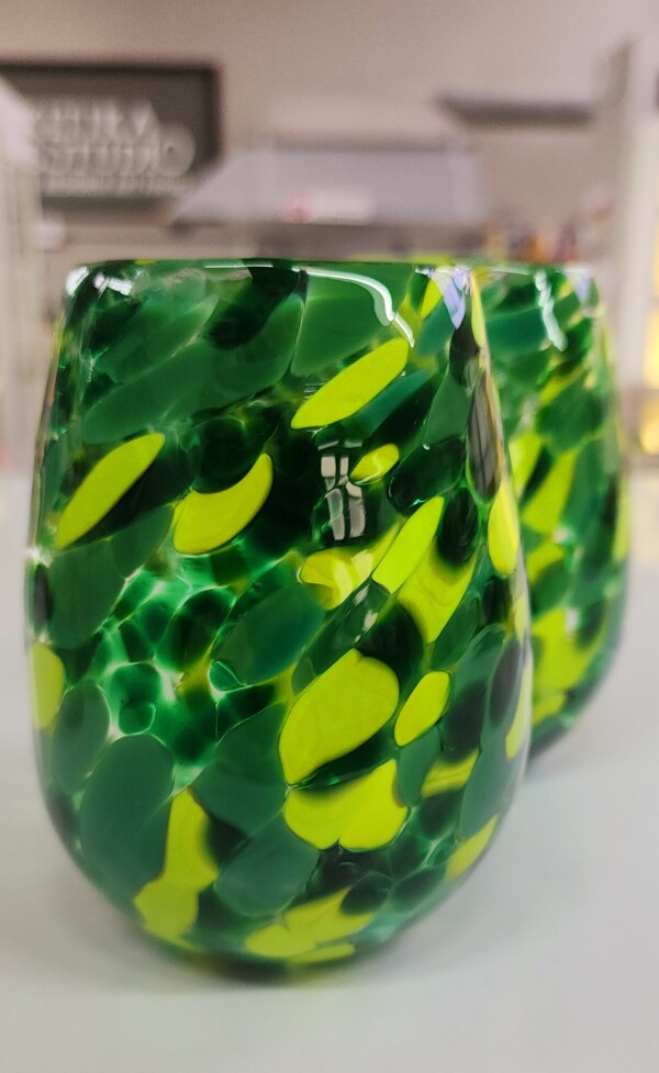 Drinking Glass - green multi