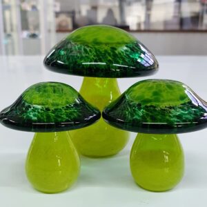 Set of 3 Mushrooms with coloured stems (Green/Lime)