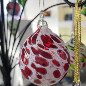 Christmas Decoration - Red with white: large round